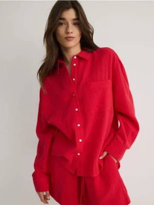 Zdjęcie produktu Reserved - Koszula z bawełnianego muślinu - czerwony