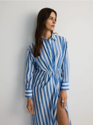 Zdjęcie produktu Reserved - Koszulowa sukienka midi z lyocellem - jasnoniebieski