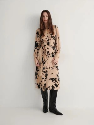 Zdjęcie produktu Reserved - Koszulowa sukienka w kwiaty - beżowy