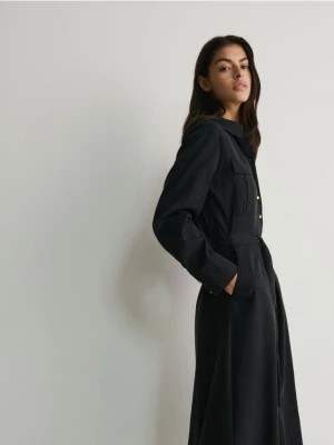Zdjęcie produktu Reserved - Koszulowa sukienka z lyocellem - czarny