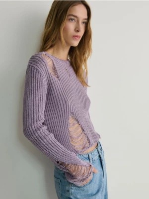 Zdjęcie produktu Reserved - Metalizowany sweter z rozdarciami - lawendowy