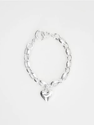 Zdjęcie produktu Reserved - Posrebrzana bransoletka z zawieszką w kształcie serca - srebrny
