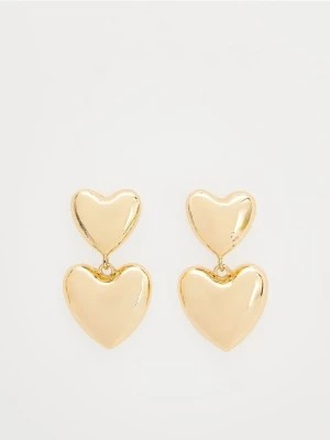 Zdjęcie produktu Reserved - Pozłacane wiszące kolczyki serca - złoty