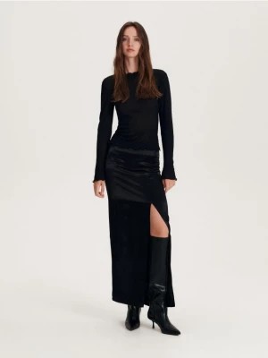 Zdjęcie produktu Reserved - Satynowa spódnica z wiskozy - czarny