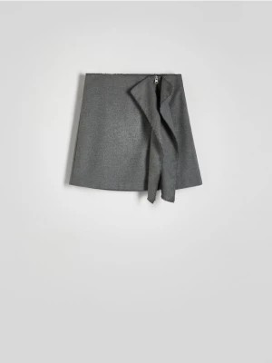 Zdjęcie produktu Reserved - Spódnica mini z ozdobnymi fałdami - jasnoszary