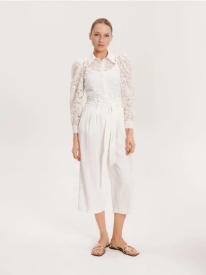 Zdjęcie produktu Reserved - Spodnie culotte z wiązaniem - biały