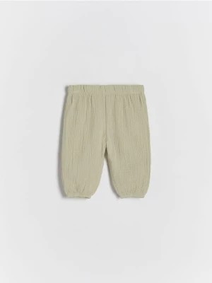 Zdjęcie produktu Reserved - Spodnie z bawełnianego muślinu - jasnozielony