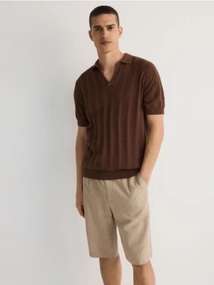 Zdjęcie produktu Reserved - Strukturalny sweter z kołnierzem - brązowy