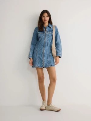 Zdjęcie produktu Reserved - Sukienka jeansowa z zamkiem - niebieski