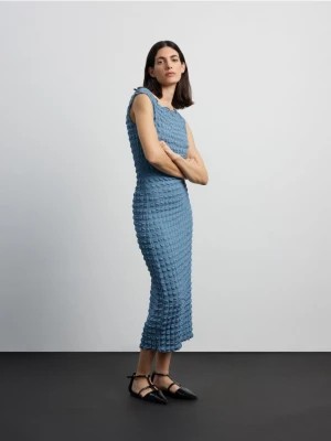 Zdjęcie produktu Reserved - Sukienka maxi ze strukturalnej dzianiny - jasnoniebieski