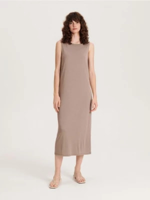 Zdjęcie produktu Reserved - Sukienka midi z modalem - brązowy
