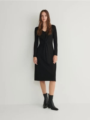Zdjęcie produktu Reserved - Sukienka midi z ozdobnym detalem - czarny