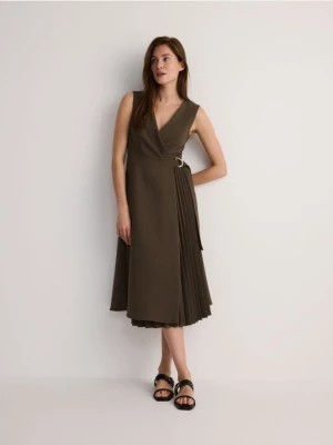 Zdjęcie produktu Reserved - Sukienka midi z plisami - brązowy