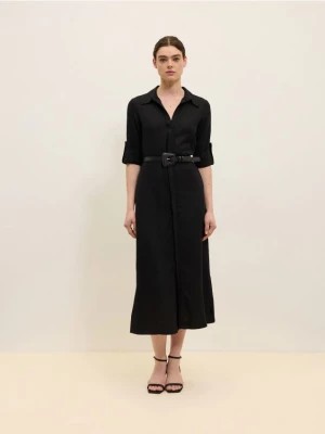 Zdjęcie produktu Reserved - Sukienka midi z wiskozy z paskiem - czarny
