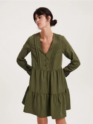Zdjęcie produktu Reserved - Sukienka mini z falbanami - zielony