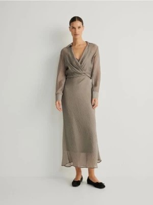 Zdjęcie produktu Reserved - Sukienka z efektem gniecenia - jasnoszary
