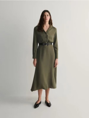 Zdjęcie produktu Reserved - Sukienka z paskiem - oliwkowy