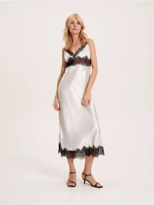 Zdjęcie produktu Reserved - Sukienka z satynowej wiskozy - jasnoszary