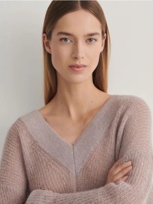 Zdjęcie produktu Reserved - Sweter oversize z wełną - lawendowy