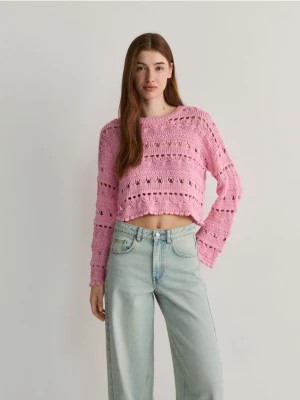 Zdjęcie produktu Reserved - Sweter z ażurowym splotem - fioletowy
