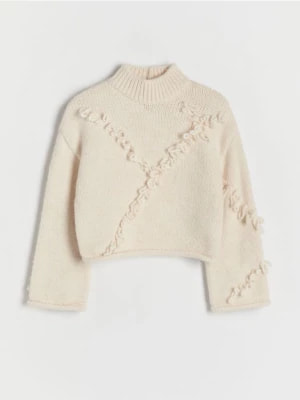 Zdjęcie produktu Reserved - Sweter z frędzlami - złamana biel