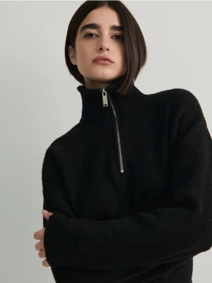 Zdjęcie produktu Reserved - Sweter z rozpinanym golfem - czarny