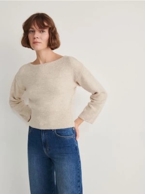 Zdjęcie produktu Reserved - Sweter z szerokim ściągaczem - kremowy