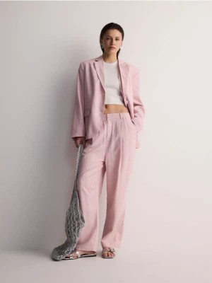 Zdjęcie produktu Reserved - Szerokie spodnie z lnem - pastelowy róż