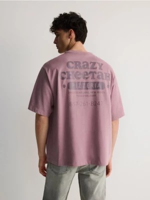 Zdjęcie produktu Reserved - T-shirt oversize z aplikacją - jasnofioletowy