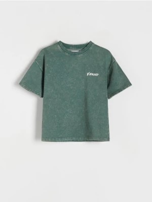 Zdjęcie produktu Reserved - T-shirt oversize z efektem sprania - ciemny turkus