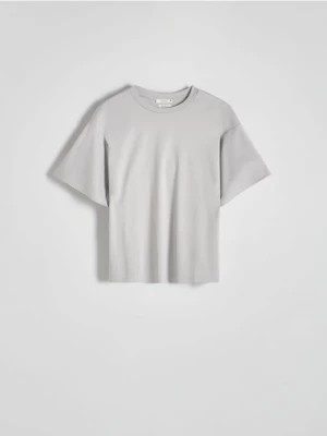 Zdjęcie produktu Reserved - T-shirt oversize z merceryzowanej bawełny - jasnoszary