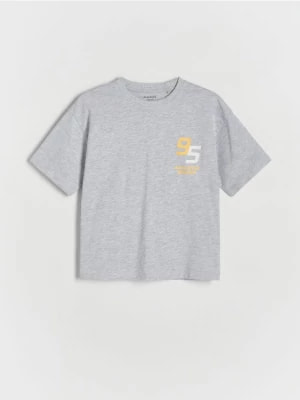 Zdjęcie produktu Reserved - T-shirt oversize z nadrukiem - jasnoszary