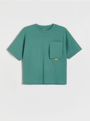 Zdjęcie produktu Reserved - T-shirt oversize z nadrukiem - morski