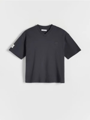 Zdjęcie produktu Reserved - T-shirt oversize z naszywką - ciemnoszary