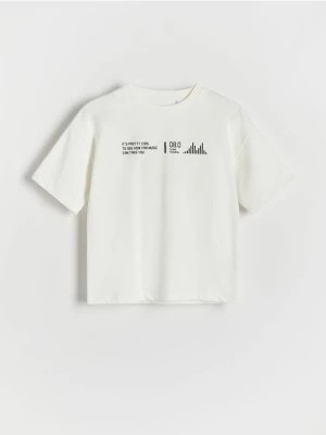 Zdjęcie produktu Reserved - T-shirt oversize - złamana biel