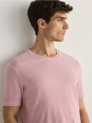 Zdjęcie produktu Reserved - T-shirt regular fit z lnem - różowy