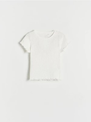 Zdjęcie produktu Reserved - T-shirt w prążek - złamana biel