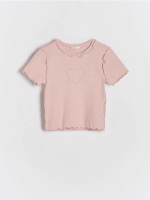 Zdjęcie produktu Reserved - T-shirt z aplikacją - brudny róż