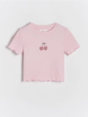 Zdjęcie produktu Reserved - T-shirt z aplikacją - różowy