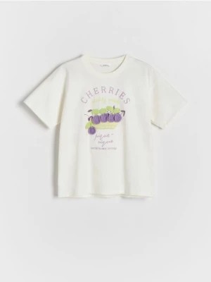 Zdjęcie produktu Reserved - T-shirt z aplikacją - złamana biel