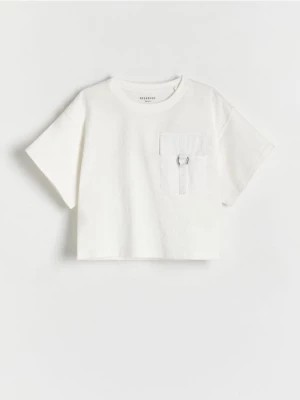Zdjęcie produktu Reserved - T-shirt z kieszenią - złamana biel