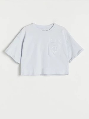 Zdjęcie produktu Reserved - T-shirt z kieszonką - jasnoniebieski