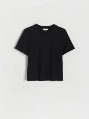Zdjęcie produktu Reserved - T-shirt z merceryzowanej bawełny - czarny