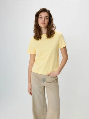 Zdjęcie produktu Reserved - T-shirt z merceryzowanej bawełny - jasnożółty