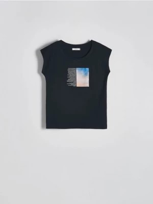 Zdjęcie produktu Reserved - T-shirt z nadrukiem - czarny