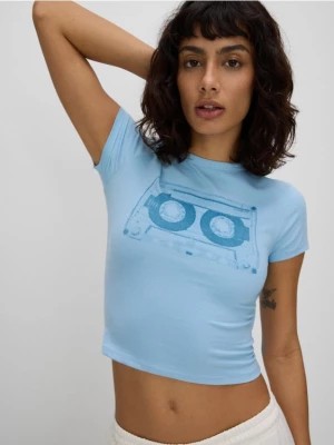 Zdjęcie produktu Reserved - T-shirt z nadrukiem - jasnoniebieski