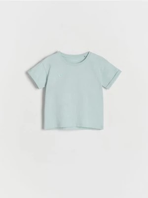 Zdjęcie produktu Reserved - T-shirt z ozdobnym haftem - jasnoturkusowy