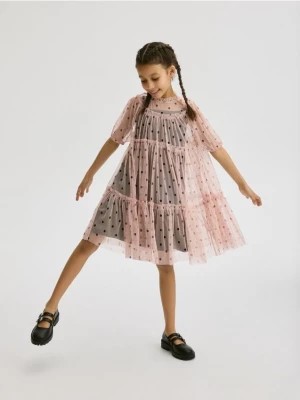 Zdjęcie produktu Reserved - Tiulowa sukienka w groszki - różowy