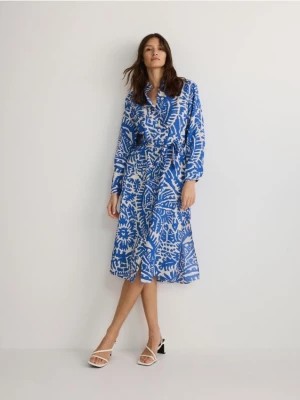 Zdjęcie produktu Reserved - Wzorzysta sukienka midi z wiskozy - niebieski