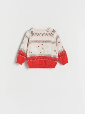 Zdjęcie produktu Reserved - Żakardowy sweter ze świątecznym wzorem - kremowy